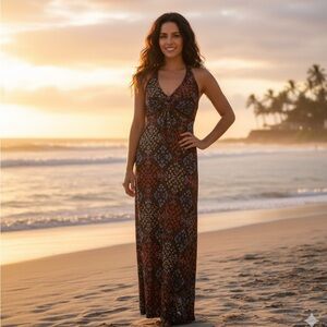 PULL-OVER CALF-LENGTH HALTER DRESS Size 8‎ $350